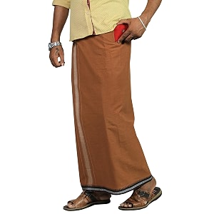 prakasam cotton velcro pocket dhoti  thalapathi border readymade cotton kerala mundu for men