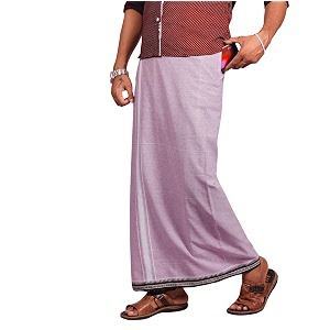 prakasam cotton velcro pocket dhoti  thalapathi border readymade cotton kerala mundu for men