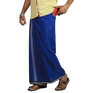 prakasam cotton velcro pocket dhoti  thalapathi border readymade cotton kerala mundu for men