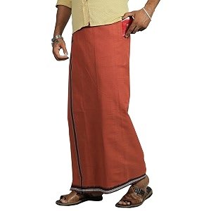 prakasam cotton velcro pocket dhoti  thalapathi border readymade cotton kerala mundu for men