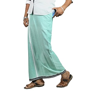 prakasam cotton velcro pocket dhoti  thalapathi border readymade cotton kerala mundu for men