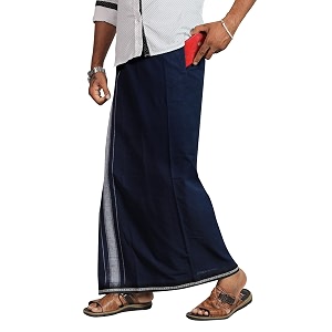 prakasam cotton velcro pocket dhoti  thalapathi border readymade cotton kerala mundu for men