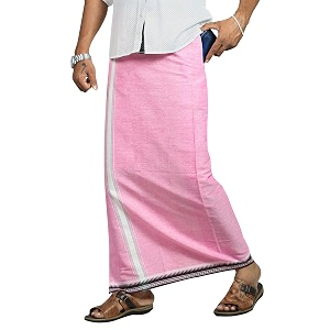 prakasam cotton velcro pocket dhoti  thalapathi border readymade cotton kerala mundu for men