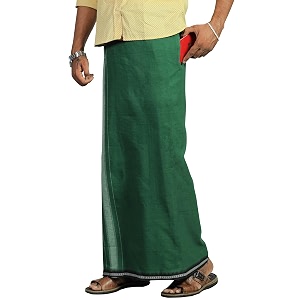prakasam cotton velcro pocket dhoti  thalapathi border readymade cotton kerala mundu for men