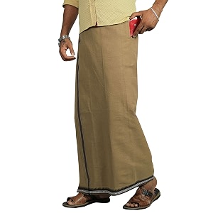 prakasam cotton velcro pocket dhoti  thalapathi border readymade cotton kerala mundu for men