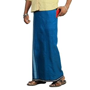 prakasam cotton velcro pocket dhoti  thalapathi border readymade cotton kerala mundu for men