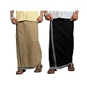 PRAKASAM COTTON Mens Cotton Kerala Thalapathi Border Single (1.28x2.00 mtrs) Dhoti for Mens