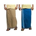 PRAKASAM COTTON Mens Cotton Kerala Thalapathi Border Single (1.28x2.00 mtrs) Dhoti for Mens