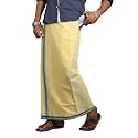 PRAKASAM COTTON Velcro Pocket Dhoti | Thalapathi Border Readymade Cotton Kerala Mundu for Men