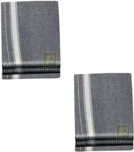 prakasam cotton mens thalapathi border ash colour single 128x200 mtrs solid men dhoti