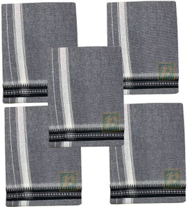 prakasam cotton mens thalapathi border ash colour single 128x200 mtrs solid men dhoti