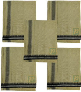prakasam cotton mens thalapathi border beige colour single 128x200 mtrs solid men dhoti