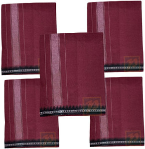 prakasam cotton mens thalapathi border cherry colour single 128x200 mtrs solid men dhoti