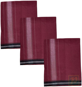 prakasam cotton mens thalapathi border cherry colour single 128x200 mtrs solid men dhoti