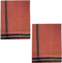 Prakasam Cotton Mens Thalapathi Border Dark kaavi Colour Single (1.28X2.00 mtrs) Solid Men Dhoti