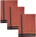 Prakasam Cotton Mens Thalapathi Border Dark kaavi Colour Single (1.28X2.00 mtrs) Solid Men Dhoti