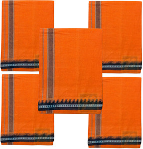 prakasam cotton mens thalapathi border orange colour single 128x200 mtrs solid men dhoti