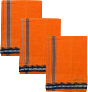 prakasam cotton premium quality orange thalapathi border single 128x200 mtrs mens solid men dhoti