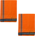 Prakasam Cotton Mens Thalapathi Border Orange Colour Single (1.28X2.00 mtrs) Solid Men Dhoti