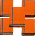 Prakasam Cotton Mens Thalapathi Border Orange Colour Single (1.28X2.00 mtrs) Solid Men Dhoti