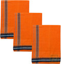 Prakasam Cotton Premium quality Orange Thalapathi Border Single (1.28X2.00 mtrs) Mens Solid Men Dhoti