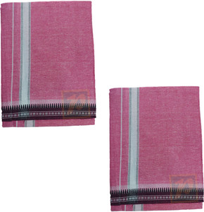 prakasam cotton mens thalapathi border pink colour single 128x200 mtrs solid men dhoti