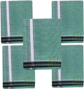 prakasam cotton mens thalapathi border pista green colour single 128x200 mtrs solid men dhoti