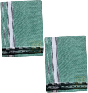 prakasam cotton mens thalapathi border pista green colour single 128x200 mtrs solid men dhoti