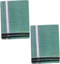 Prakasam Cotton Mens Thalapathi Border Pista green Colour Single (1.28X2.00 mtrs) Solid Men Dhoti