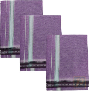 prakasam cotton mens thalapathi border purple colour single 128x200 mtrs solid men dhoti
