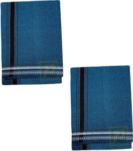 prakasam cotton mens thalapathi border turquoise blue colour single 128x200 mtrs solid men dhoti