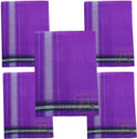 Prakasam Cotton Mens Thalapathi Border Violet Colour Single (1.28X2.00 mtrs) Solid Men Dhoti