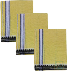 prakasam cotton mens thalapathi border yellow colour single 128x200 mtrs solid men dhoti