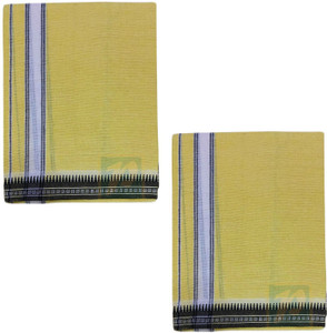 prakasam cotton premium quality yellow thalapathi border single 128x200 mtrs mens solid men dhoti