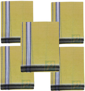 prakasam cotton mens thalapathi border yellow colour single 128x200 mtrs solid men dhoti