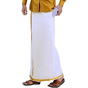 PRAKASAM COTTON Mens White Premium Flexi Size