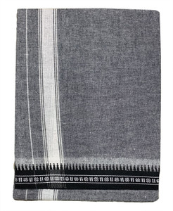 prakasam cotton premium quality mens kerala style ash colour thalapathi border single 128x200 mtrs -dhoti-kerala single mundu men dhoti