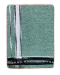 prakasam cotton premium quality for mens green thalapathi border single 128x200 mtrs - solid men dhoti