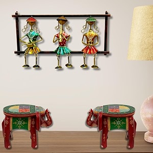 pranjals house 3 musician doll wall decor framewall hangings for living roombedroomhallrestrohome decoration 16 x 95 x25 inch