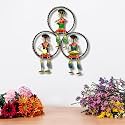 pranjals house Beautiful Metal Handpainted Iron Tribal Musicians Doll Sitting on 3 Round Frame for Wall Decor/Wall Hanging (14 x 16 inches)