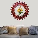 pranjals house Beautiful Rustic Krishna Playing Basuri Metal Wall Art Frame, Wall Hangings for Home Decoration, Wall Sculpture for Living Room (Red) (Size: 22X22 IN)