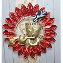 pranjals house Decorative Metal Handpainted Rustic Iron Wall Hanging of Red Krishna Art Sculpture for Home Office Wall Decor/Wall Hanging (23 x 23 Inches)
