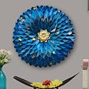 pranjals house Decorative Metal Handpainted Rustic Iron Wall Hanging of Blue Flower Art Sculpture for Home Office Wall Decor/Wall Hanging (24 x 24 Inches)