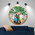 pranjals house Aesthetic Metal Handpainted Rustic Iron Wall Hanging of Radha Krishna with Cows Art Sculpture for Home Office Wall Decor/Wall Hanging (32 x 32 inches)