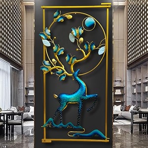 pranjals house deer and butterfly with led metal wall decorwall sculpturewall hanging home decoration perfect for living roomhotelrestaurantbedroomdrawing room size 47x22 inch 04