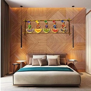 pranjals house metal decorative beautiful colorful 5 musicians doll wall decor for living roombedroom size-40x15 inchmulticolor