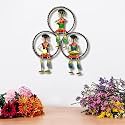 pranjals house Metal Handpainted Iron Tribal Musicians Doll Sitting on 3 Round Frame for Wall Decor/Wall Hanging (14 x 16 inches)