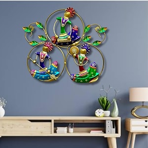 pranjals house metal musician doll frame wall decorwall hanging for living room size- 16x15 inches 3 doll leaf
