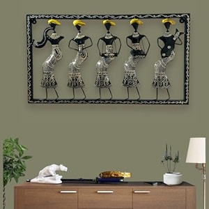 pranjals house rustic 5 musicians doll metal wall art frame wall art hangings for home decoration wall sculpture for living room decorative items for home size 31x17 in black