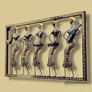pranjals house rustic 5 musicians doll metal wall art frame wall hangings for home decoration wall sculpture for living room wall hanging decorative items for bedroom size 31x17 in black